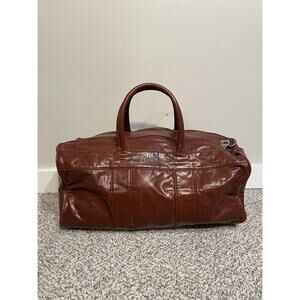 Wilson Vintage Spellout Duffle Bag Logo Red Brown Faux Leather Gym Travel